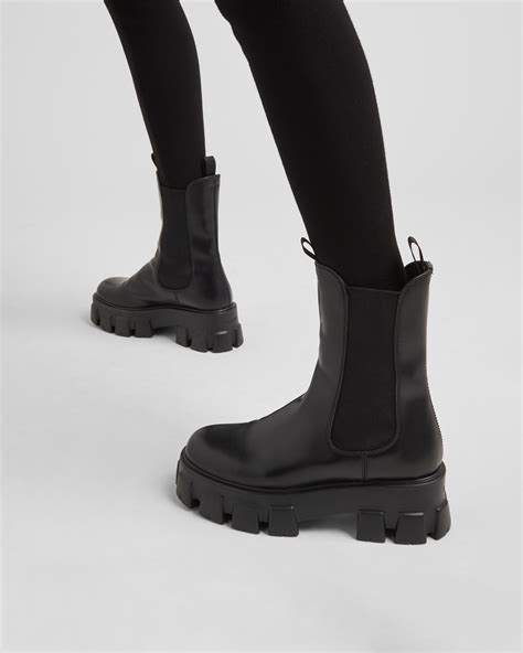 prada monolith stiefeletten|Monolith Stiefel aus gebürstetem Leder und Re.